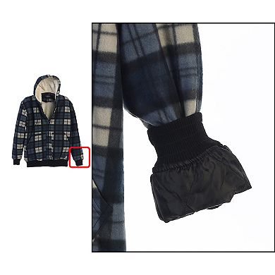 Gioberti Mens Checkered Flannel Hoodie Jacket with Sherpa Lining