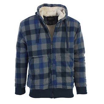Gioberti Mens Checkered Flannel Hoodie Jacket with Sherpa Lining
