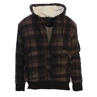 Gioberti Mens Checkered Flannel Hoodie Jacket with Sherpa Lining