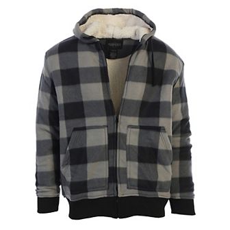 Gioberti Mens Checkered Flannel Hoodie Jacket with Sherpa Lining