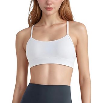Women's Scoop Neck Sports Bra Top with Adjustable Thin Straps and Seamless Lightweight Fabric