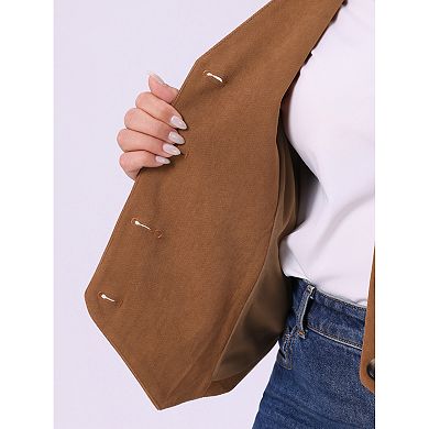 Plus Size Women's Corduroy Suit Vest Lined Waistcoat Blazer V Neck Sleeveless Vest Jacket Outerwear