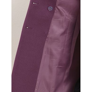 Double Breasted Winter Coat for Women's Lapel Neck Long Sleeve Outerwear Overcoat