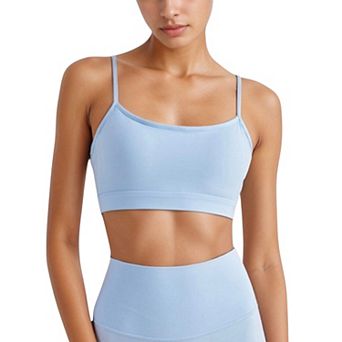 Women's Spaghetti Strap Scoop Neck Sports Bra Top with Lightweight Stretch Fabric