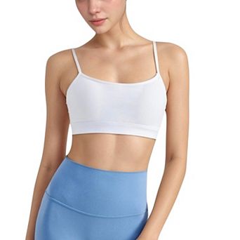 Women's Spaghetti Strap Scoop Neck Sports Bra Top with Lightweight Stretch Fabric