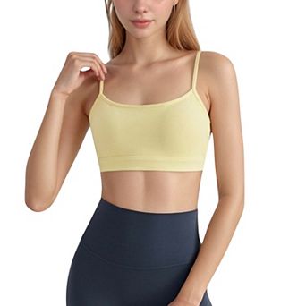 Women's Spaghetti Strap Scoop Neck Sports Bra Top with Lightweight Stretch Fabric