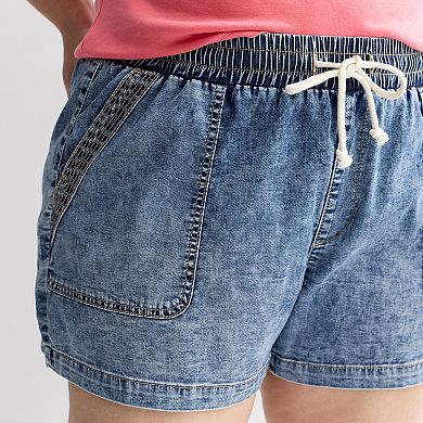 Juniors' Plus Size SO® Mid Rise Tencel Pull-On Shorts