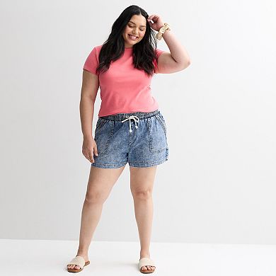 Juniors' Plus Size SO® Mid Rise Tencel Pull-On Shorts