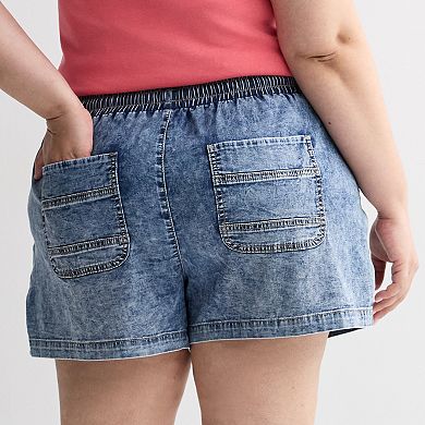 Juniors' Plus Size SO® Mid Rise Tencel Pull-On Shorts
