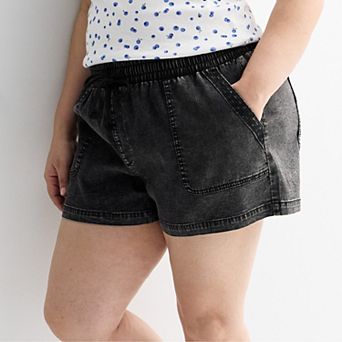 Juniors' Plus Size SO® Mid Rise Tencel Pull-On Shorts