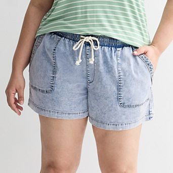 Juniors' Plus Size SO® Mid Rise Tencel Pull-On Shorts
