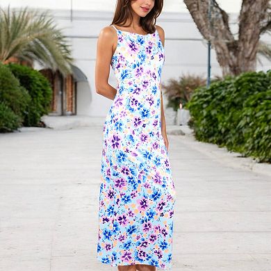 Women's Floral Print Spaghetti Strap Maxi Dress with Open Back Detail for Casual Looks