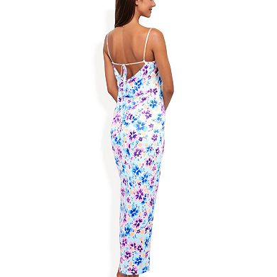 Women's Floral Print Spaghetti Strap Maxi Dress with Open Back Detail for Casual Looks