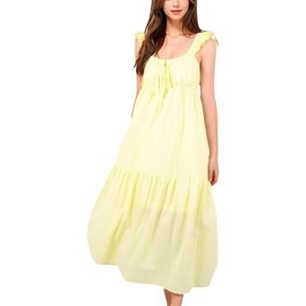 Women's Ruffled Strap Maxi Dress with Tie Front and Tiered Skirt for Everyday Looks