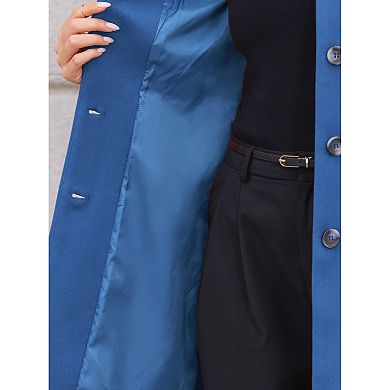 Stand Collar Coat for Women Winter Single Breasted Mid Long Commuting Wear Overcoat