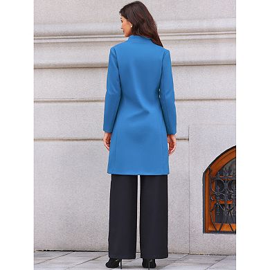 Stand Collar Coat for Women Winter Single Breasted Mid Long Commuting Wear Overcoat