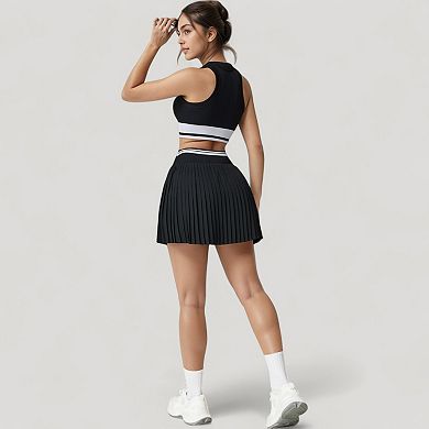 Women's Pleated Tennis Skirt with Built-In Shorts and Side Pocket for Functional Movement