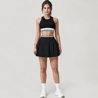 Women's Pleated Tennis Skirt with Built-In Shorts and Side Pocket for Functional Movement