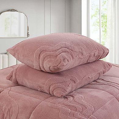 Marcielo 3 PCS Wave Jacquard Soft Plush Comforter Set