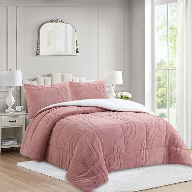 Marcielo 3 PCS Wave Jacquard Soft Plush Comforter Set
