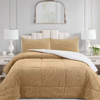 Marcielo 3 pc Wave Jacquard Soft Plush Comforter Set