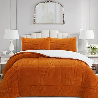 Marcielo 3 pc Wave Jacquard Soft Plush Comforter Set