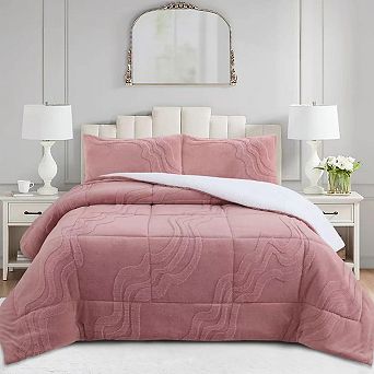 Marcielo 3 pc Wave Jacquard Soft Plush Comforter Set