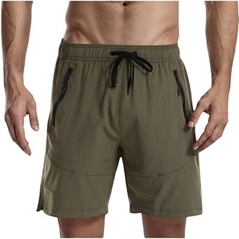 Men's Swim Trunks with Zipper Pockets and Adjustable Drawstring Waistband for Everyday Comfort