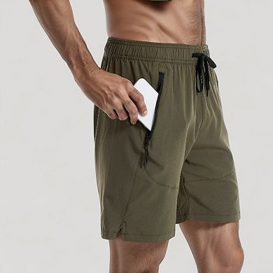 Men's Swim Trunks with Zipper Pockets and Adjustable Drawstring