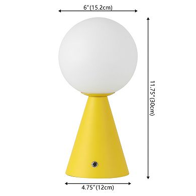 11.75" Globe Rechargeable/Cordless Dimmable Integrated LED Table Lamp with Touch Sensor (Set of 2)