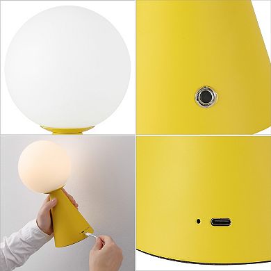11.75" Globe Rechargeable/Cordless Dimmable Integrated LED Table Lamp with Touch Sensor (Set of 2)