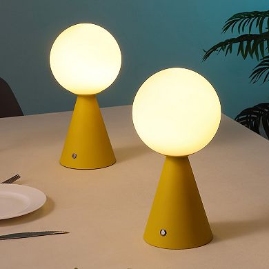 11.75" Globe Rechargeable/Cordless Dimmable Integrated LED Table Lamp with Touch Sensor (Set of 2)