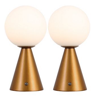 11.75" Globe Rechargeable/Cordless Dimmable Integrated LED Table Lamp with Touch Sensor (Set of 2)