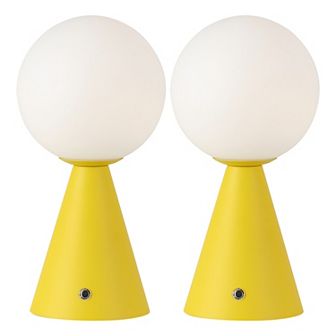 11.75" Globe Rechargeable/Cordless Dimmable Integrated LED Table Lamp with Touch Sensor (Set of 2)