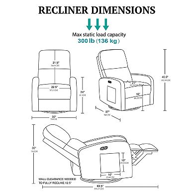 INK+IVY Dakota 3-in-1 Power Recliner & Swivel Chair