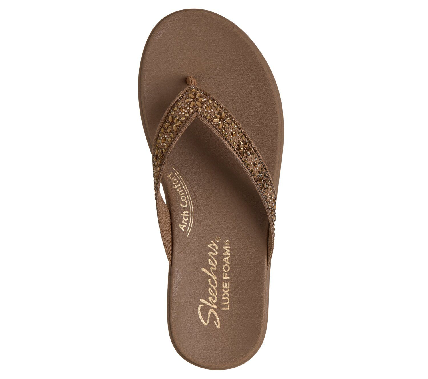 Женские сандалии Skechers Meditation Luxe Sunny Glow Cushioned Flip Flop, цвет: Чёрный — фото 5