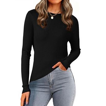 Women's Boat Neck Long Sleeve Sweaters Casual Knit Pullover Tops