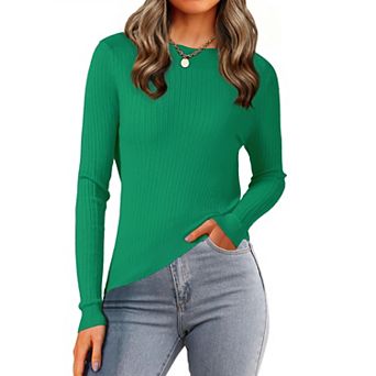 Women's Boat Neck Long Sleeve Sweaters Casual Knit Pullover Tops