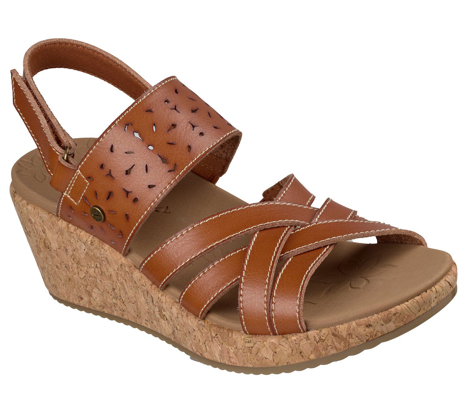 Женские сандалии Skechers Arch Fit Beverlee 2.0 Wedge Comfort, цвет: Светло-коричневый — фото 1