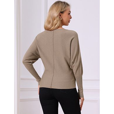 Women's Batwing Long Sleeve Oversized Sweaters Crewneck Knit Loose Tops
