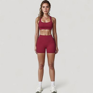 Women's High Waist Compression Athletic Shorts with Supportive Stretch Fit and Streamlined Seams