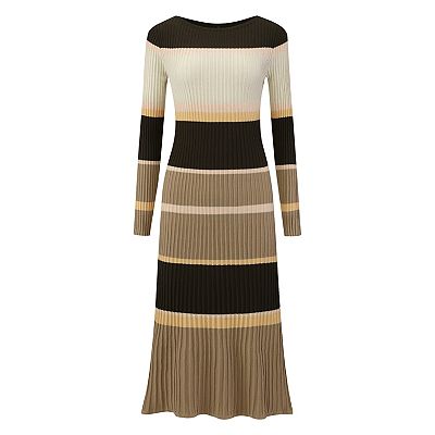 Women's Striped Sweater Dress Long Sleeve Casual Work Ribbed Knit Bodycon  Dresses