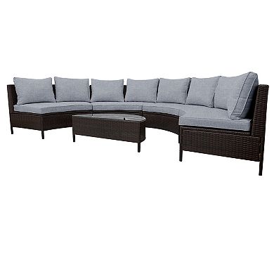 Merax 5 Pieces All-Weather Brown PE Rattan Wicker Sofa Set Outdoor Patio Sectional Furniture Set