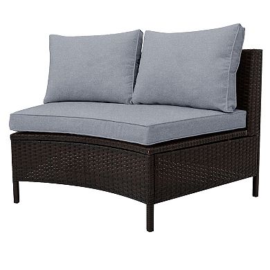 Merax 5 Pieces All-Weather Brown PE Rattan Wicker Sofa Set Outdoor Patio Sectional Furniture Set