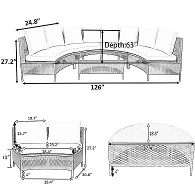 Merax 5 Pieces All-Weather Brown PE Rattan Wicker Sofa Set Outdoor Patio Sectional Furniture Set