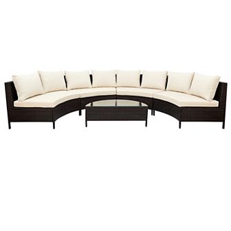 Merax 5 pc All-Weather Brown PE Rattan Wicker Sofa Set Outdoor Patio Sectional Furniture Set