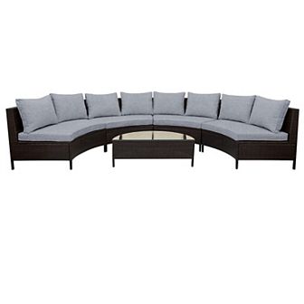 Merax 5 pc All-Weather Brown PE Rattan Wicker Sofa Set Outdoor Patio Sectional Furniture Set
