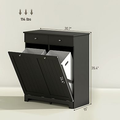 HOMCOM Tilt Out Laundry Hamper, Laundry Hamper Cabinet with Drawer