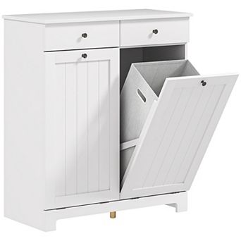 HOMCOM Tilt Out Laundry Hamper, Laundry Hamper Cabinet with Drawer