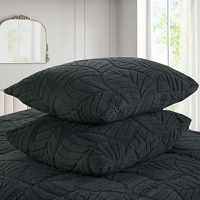 Marcielo 3 PCS Leaf Pattern Jacquard Soft Plush Comforter Set